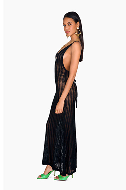 sheer crochet maxi dress Zelella Crochet Maxi Dress